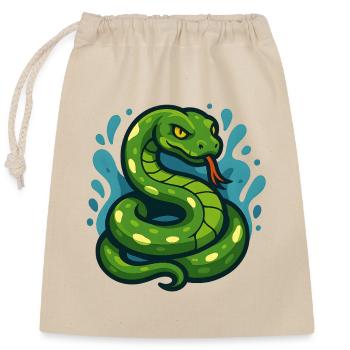 Green Tree Python Snake in Wave - Closable cotton gift bag (25x30cm) - nature - Front