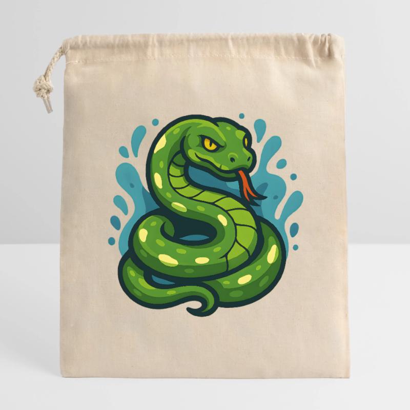 Green Tree Python Snake in Wave Closable cotton gift bag (25x30cm)