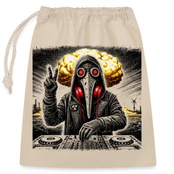 Postapokalyptisches DJ Techno EDM Festival Shirt - Verschließbarer Geschenkbeutel aus Baumwolle (25x30cm) - Natur - Vorne