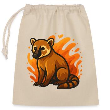 Flammender Nasenbär - Verschließbarer Geschenkbeutel aus Baumwolle (25x30cm) - Natur - Vorne