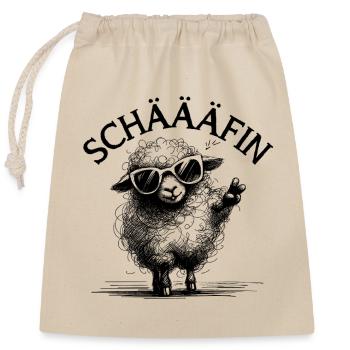 SCHÄFIN – Lustiges Schaf Chefin Wortspiel Geschenk - Verschließbarer Geschenkbeutel aus Baumwolle (25x30cm) - Natur - Vorne