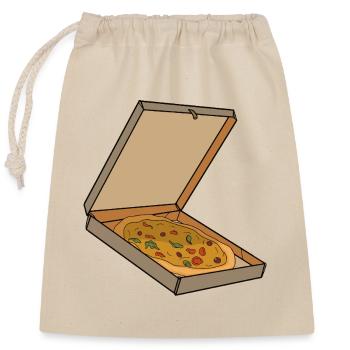 Pizzakarton-Pop-Art-Stück - Verschließbarer Geschenkbeutel aus Baumwolle (25x30cm) - Natur - Vorne