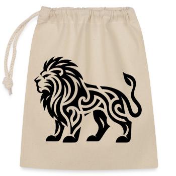Lion avec un tatouage en crinière sauvage - Sac cadeau en coton avec cordon (25 x 30 cm) - nature - Devant