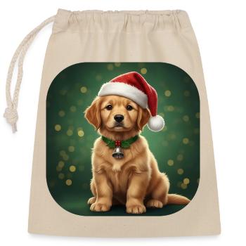 Cloche de Noël du Bébé Père Noël - Sac cadeau en coton avec cordon (25 x 30 cm) - nature - Devant