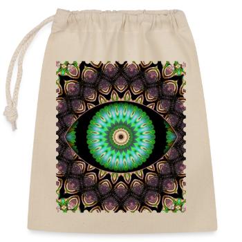 Kaleidoskopisches Augenmuster - Verschließbarer Geschenkbeutel aus Baumwolle (25x30cm) - Natur - Vorne
