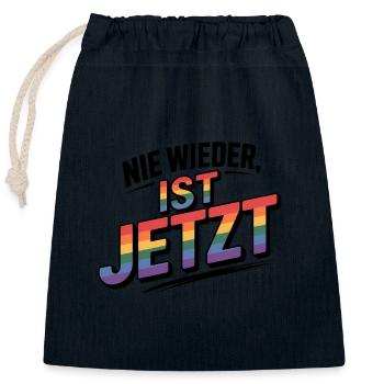 Nie wieder ist Jetzt! - Cool Pride Logo - Verschließbarer Geschenkbeutel aus Baumwolle (25x30cm) - Navy - Vorne