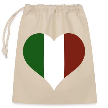 Cœur du drapeau italien - Sac cadeau en coton avec cordon (25 x 30 cm) - nature - Devant