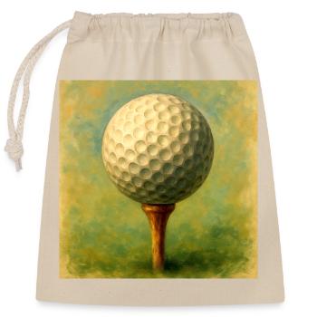 Golfball im künstlerischen Brett auf dem Abschlag - Verschließbarer Geschenkbeutel aus Baumwolle (25x30cm) - Natur - Vorne
