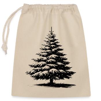 Snowy Christmas pine - Closable cotton gift bag (25x30cm) - nature - Front