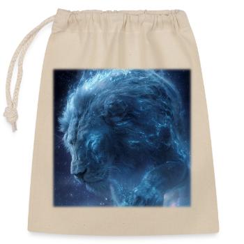 Cosmic Lion Galaxy Stardust Motif - Closable cotton gift bag (25x30cm) - nature - Front