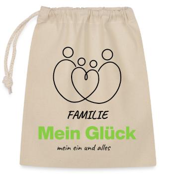 Family – My happiness, my everything - Closable cotton gift bag (25x30cm) - nature - Front