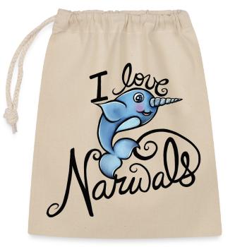 Illustration de l’amour des narvals - Sac cadeau en coton avec cordon (25 x 30 cm) - nature - Devant