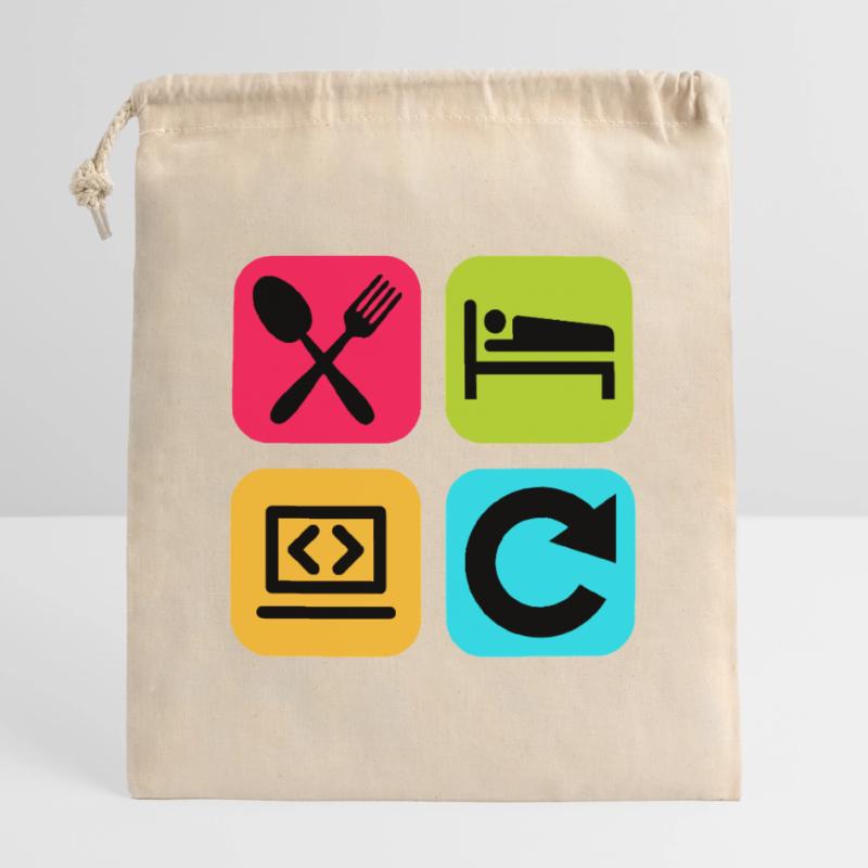 Eat Sleep Program Repeat Funny Quote Code Closable cotton gift bag (25x30cm)
