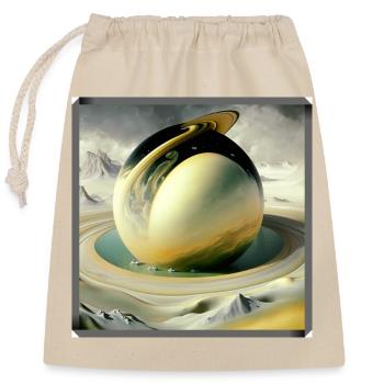 Sphärenring im surrealen Wüstenmeer - Verschließbarer Geschenkbeutel aus Baumwolle (25x30cm) - Natur - Vorne