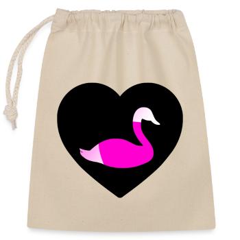 cygne - Sac cadeau en coton avec cordon (25 x 30 cm) - nature - Devant