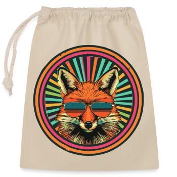 Renard rétro avec lunettes de soleil - Sac cadeau en coton avec cordon (25 x 30 cm) - nature - Devant