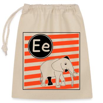 E wie Elefant Buchstaben zum Lesenlernen  - Verschließbarer Geschenkbeutel aus Baumwolle (25x30cm) - Natur - Vorne