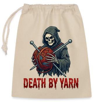 Death by Yarn Grim Reaper - Verschließbarer Geschenkbeutel aus Baumwolle (25x30cm) - Natur - Vorne