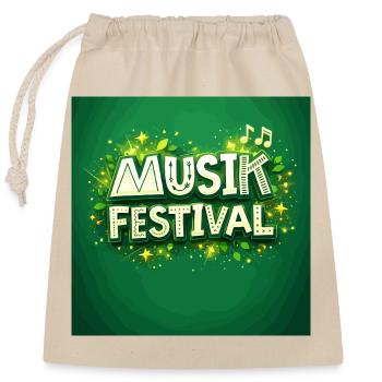 Green Music Festival Motif - Closable cotton gift bag (25x30cm) - nature - Front