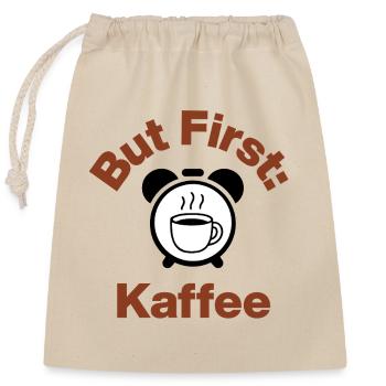 But First: Coffee First, Coffee Lover - Closable cotton gift bag (25x30cm) - nature - Front