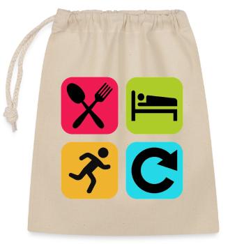 Eat Sleep Run Repeat Funny Quote Jogger - Closable cotton gift bag (25x30cm) - nature - Front