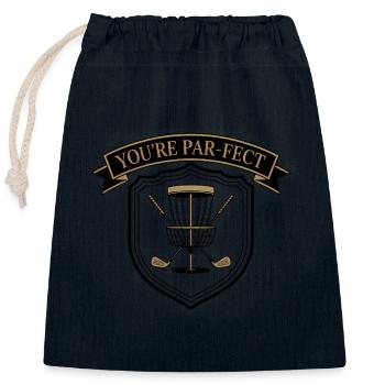 Tu es parfait - Mème Drôle de Disc Golf - Sac cadeau en coton avec cordon (25 x 30 cm) - bleu marine - Devant