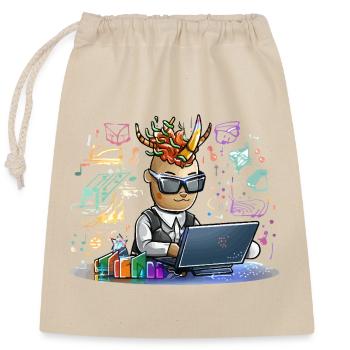 Höllischer Designer am Laptop - Verschließbarer Geschenkbeutel aus Baumwolle (25x30cm) - Natur - Vorne
