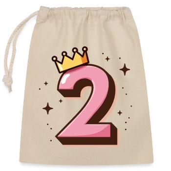2e anniversaire Petite Princesse Couronne - Sac cadeau en coton avec cordon (25 x 30 cm) - nature - Devant
