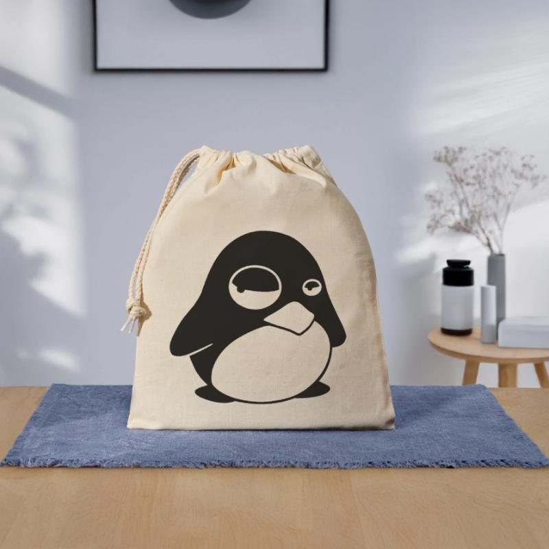 Grumpy Tux – Drôle de Penguin Linux pour les geeks Sac cadeau en coton avec cordon (25 x 30 cm)