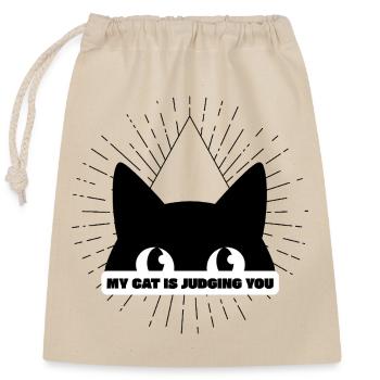 MY CAT IST JUDGING YOU - Verschließbarer Geschenkbeutel aus Baumwolle (25x30cm) - Natur - Vorne
