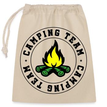 Équipe de camping Feu de camp - Sac cadeau en coton avec cordon (25 x 30 cm) - nature - Devant
