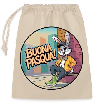 Urban Rabbit : Joyeuses Pâques ! - Sac cadeau en coton avec cordon (25 x 30 cm) - nature - Devant