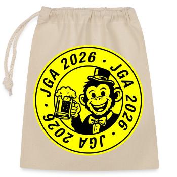 Jga 2026 Marié Singe - Sac cadeau en coton avec cordon (25 x 30 cm) - nature - Devant