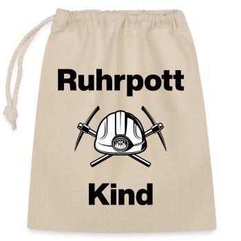 RUHRPOTT CHILD, NORTH RHINE-WESTPHALIA, BORN ON COAL, MINER - Closable cotton gift bag (25x30cm) - nature - Front