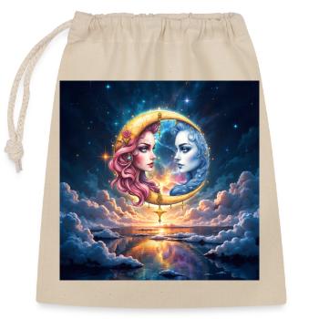Dualité lunaire en amour - Sac cadeau en coton avec cordon (25 x 30 cm) - nature - Devant