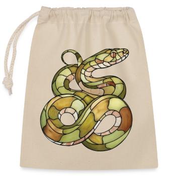 Elegant Mosaic Snake: Stained Glass Reptile Art - Closable cotton gift bag (25x30cm) - nature - Front