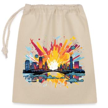 Stadtfeuerwerk Skyline Spritz - Verschließbarer Geschenkbeutel aus Baumwolle (25x30cm) - Natur - Vorne