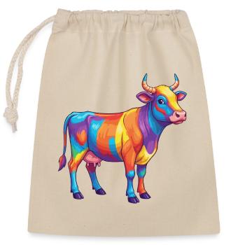 Colorful Cow Rainbow Pop Art Watercolor - Closable cotton gift bag (25x30cm) - nature - Front