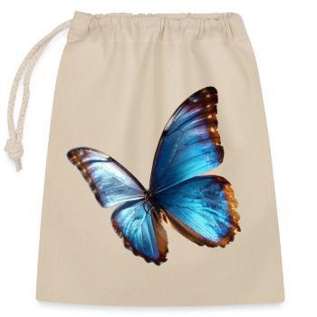 Leuchtender blauer Schmetterling Edles Natur Art - Verschließbarer Geschenkbeutel aus Baumwolle (25x30cm) - Natur - Vorne