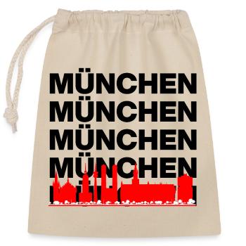 MÜNCHEN SKYLINE MUNICH ROTE STADT SERVUS - Verschließbarer Geschenkbeutel aus Baumwolle (25x30cm) - Natur - Vorne