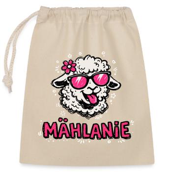 Mowing Lamb with Pink Glasses Mählanie Melanie Sheep - Closable cotton gift bag (25x30cm) - nature - Front