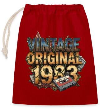 Vintage Original 1983 - Verschließbarer Geschenkbeutel aus Baumwolle (25x30cm) - Rot - Vorne