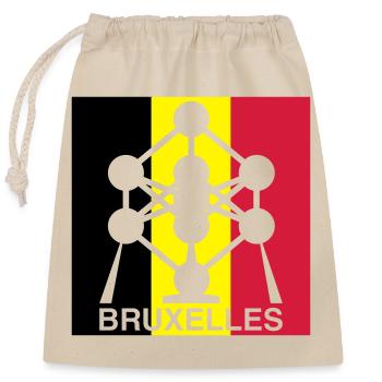 Atomium Bruxelles – Motif du Carré du Drapeau Belge - Sac cadeau en coton avec cordon (25 x 30 cm) - nature - Devant