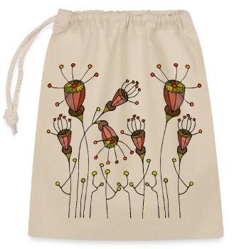 Blumen - Verschließbarer Geschenkbeutel aus Baumwolle (25x30cm) - Natur - Vorne