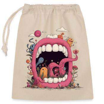 Monde de la Bouche Rose avec des Créatures - Sac cadeau en coton avec cordon (25 x 30 cm) - nature - Devant