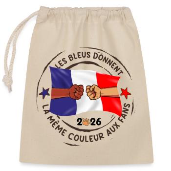 Les_bleus_donnent_la_meme_couleur_aux_fans - Closable cotton gift bag (25x30cm) - nature - Front