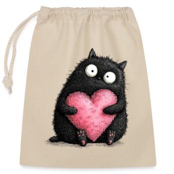 Amour des chats - Sac cadeau en coton avec cordon (25 x 30 cm) - nature - Devant