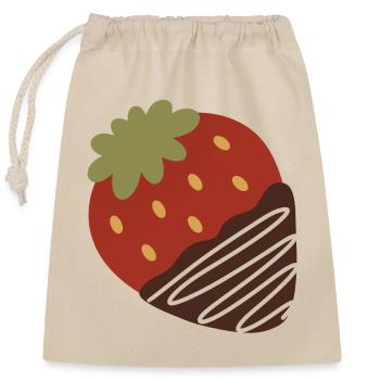 Strawberry Dipped in Chocolate - Closable cotton gift bag (25x30cm) - nature - Front
