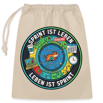 Sprint ist Leben: Agile Zombies im Hamsterrad - Verschließbarer Geschenkbeutel aus Baumwolle (25x30cm) - Natur - Vorne