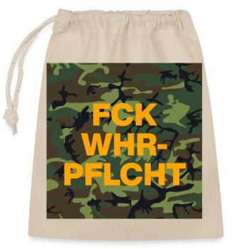 FCK WHR-PFL! MUSTERUNG FUCK WEHRPFLICHT BUND - Verschließbarer Geschenkbeutel aus Baumwolle (25x30cm) - Natur - Vorne